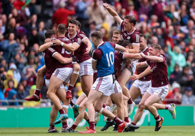 Galway celebrate winning on penalties