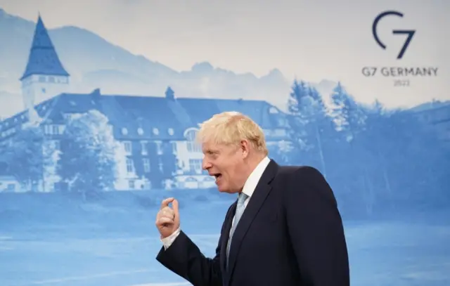 Boris Johnson at the G7 summit in Germany