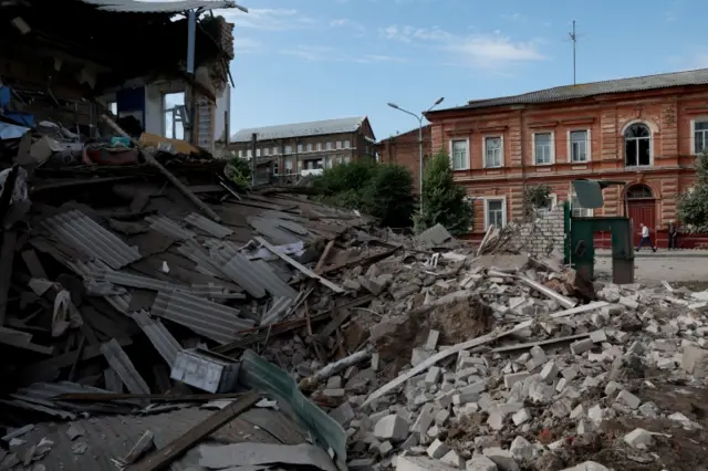 A destroyed building in Kharkiv, north-eastern Ukraine. Photo: 26 June 2022