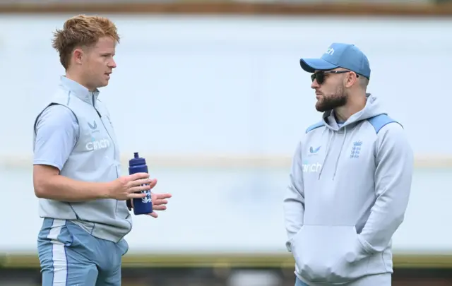 Ollie Pope speaking to Brendon McCullum