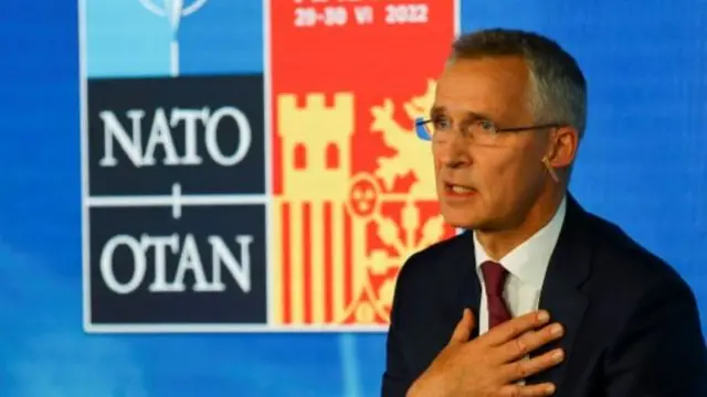 Jens Stoltenberg speaks on the day of the NATO summit, in Madrid, Spain, June 28, 2022.