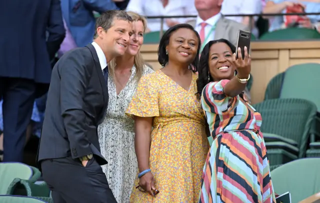 Bear Grylls and wife Shara with spectators