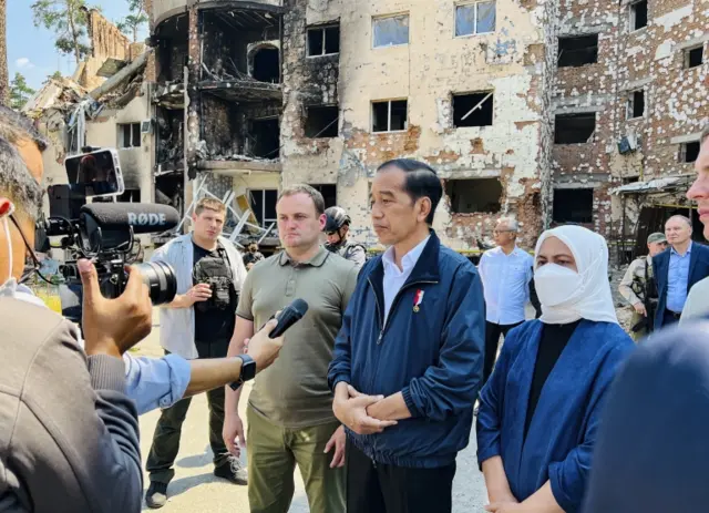 Indonesian President Widodo visits damaged areas in Irpin, near Kyiv