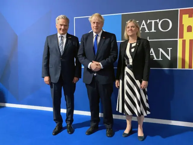 Sauli Niinisto, Boris Johnson and Magdalena Andersson