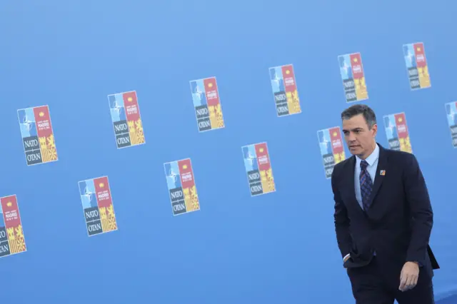 Spanish PM Pedro Sanchez arrives at the Nato summit in Madrid