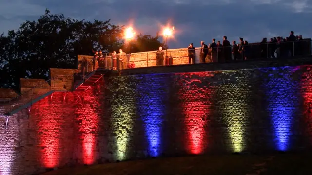 Beacons were lit at an illuminated Lincoln Cathedral in a special ceremony