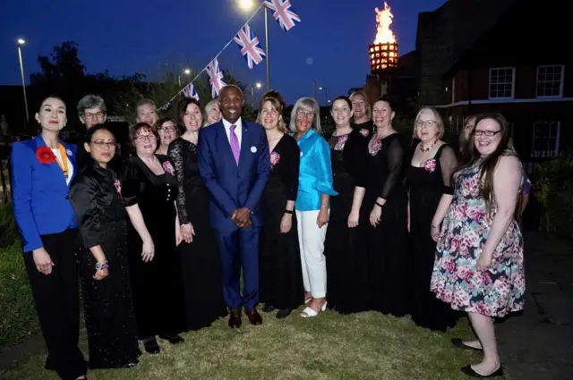 Luther Blissett at a beacon lighting ceremony at Watford Museum