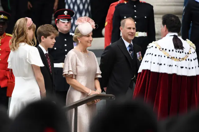 Lady Louise Windsor, James, Viscount Severn, Sophie, Countess of Wessex, and Prince Edward, Earl of Wessex