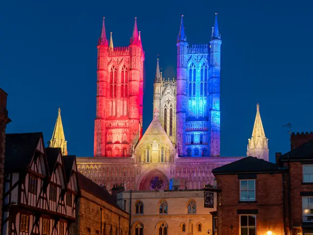 Lincoln Cathedral lit up