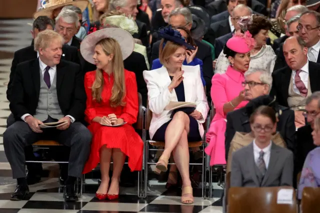 UK PM Boris Johnson, his wife Carrie, Foreign Secretary Liz Truss and Home Secretary Priti Patel at St Paul's