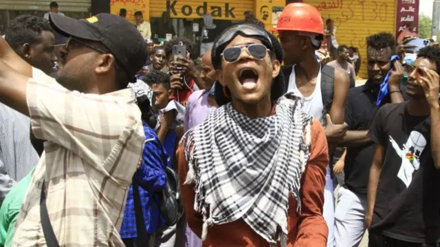 An anti-coup protest in May in Khartoum, Sudan - May 2022