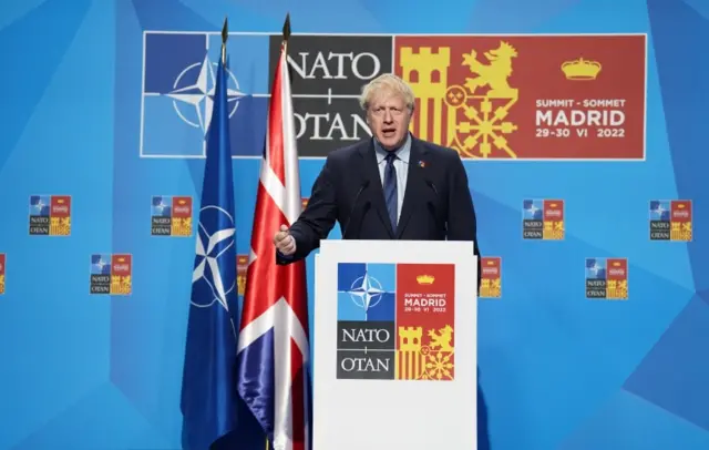 Boris Johnson speaks in Madrid