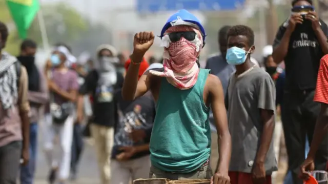 Protesters in Khartoum, Sudan - 30 June 2022