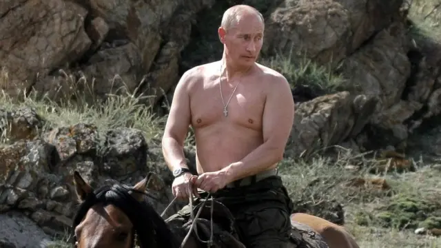 Vladimir Putin has cultivated a macho image, including by being photographed riding a horse topless in 2009