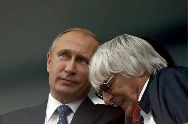 Vladimir Putin and Bernie Ecclestone pictured at the 2015 Russian Grand Prix in Sochi