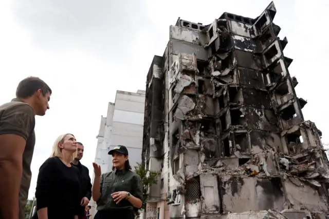 US ambassador to Ukraine Bridget Brink in Borodyanka