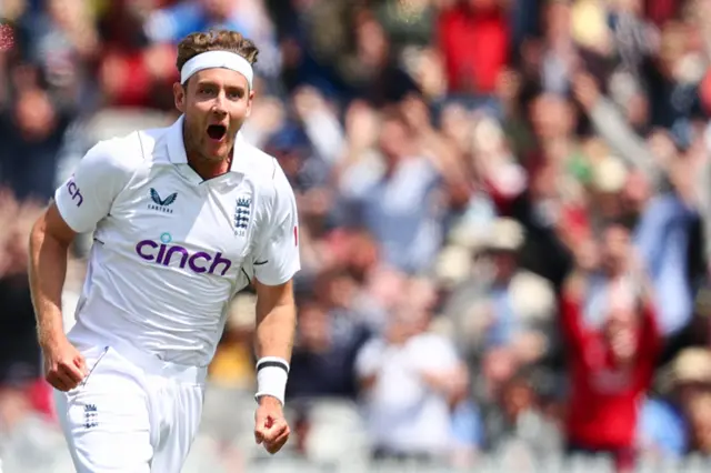 Stuart Broad celebrates