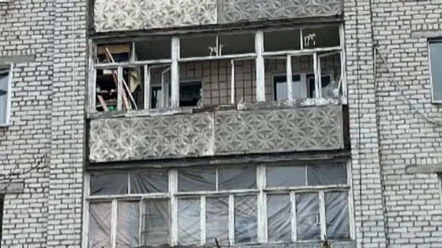 Image posted by mayor of Mykolaiv, apparently showing shelling damage