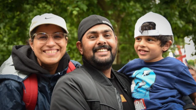 Paminder with Sandeep Singh and son Jaiveer, age four