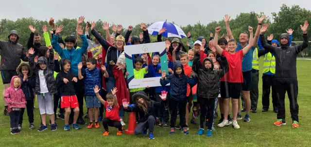 Children and adults at Parkrun