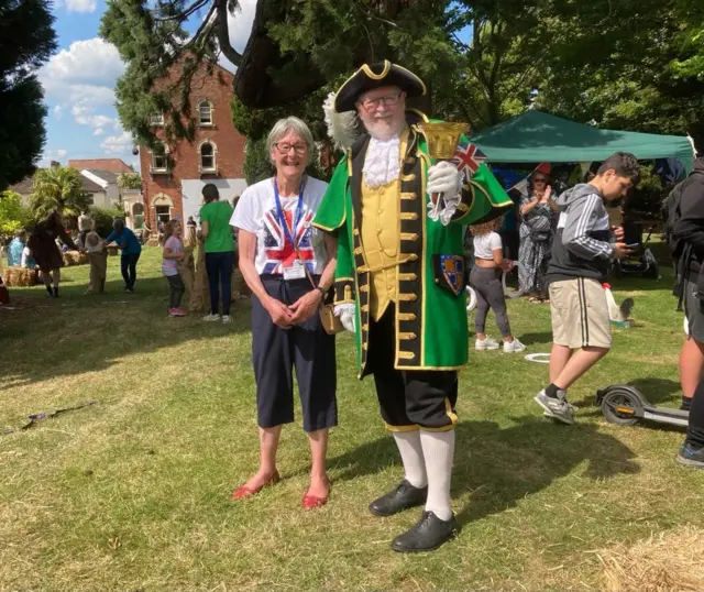 Mayor Sheila Kimmins and town crier John Hadfield