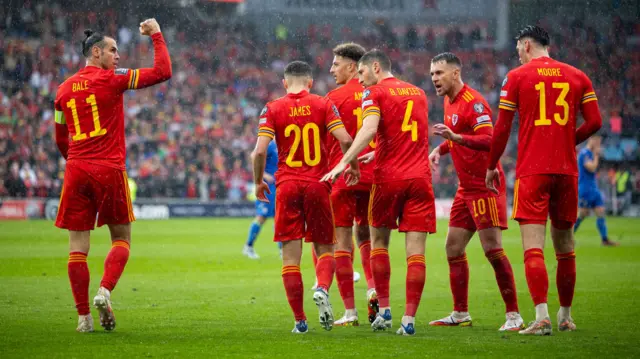 Wales celebrate goal