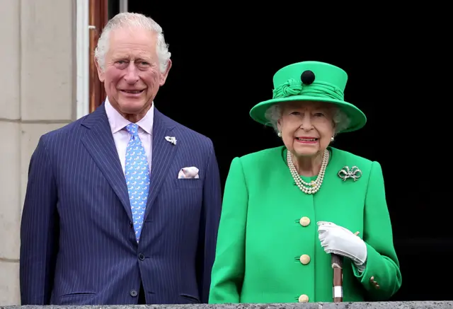 Prince Phillip and the Queen on the Buckingham Palace balcony