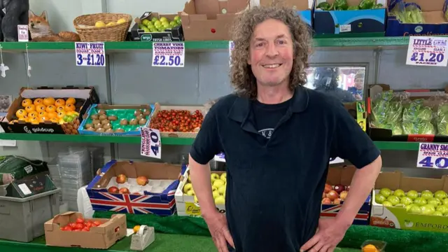 Greengrocer Mark Robinson is pictured in Redcar
