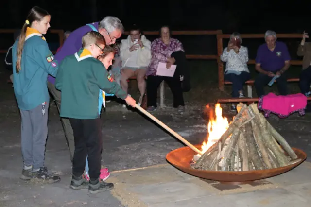 Northampton district Scouts light a beacon