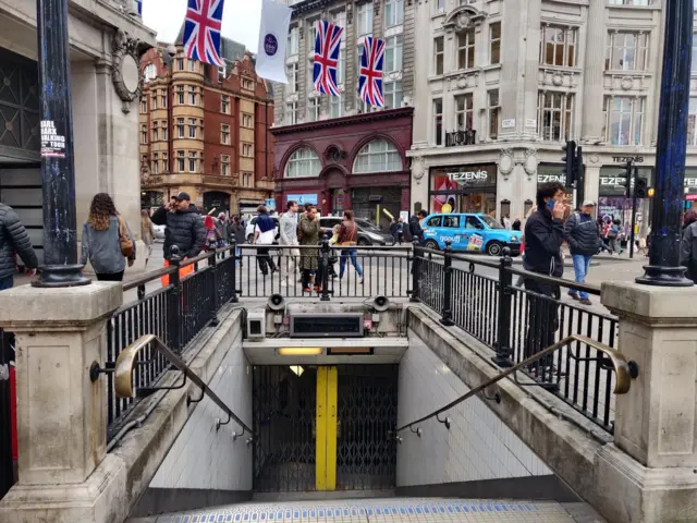 Closed gate at Oxford Circus