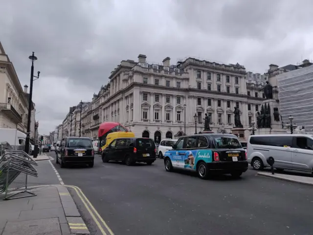 Black Taxis and other cars in central London