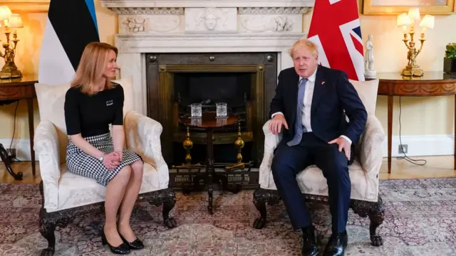 Estonian PM Kaja Kallas and Boris Johnson
