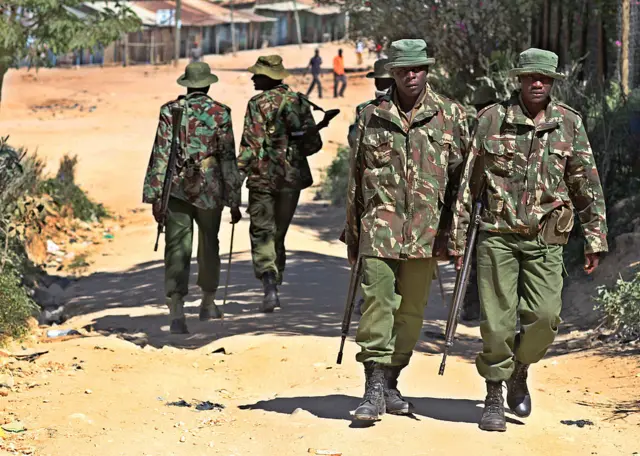 Kenyan security forces patrolling in the restive town of Moyale in Marsabit county on the frontier with Ethiopia (file pic)