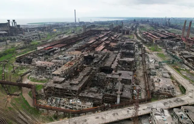 Destroyed Azovstal steelworks in Mariupol, south-eastern Ukraine. File photo