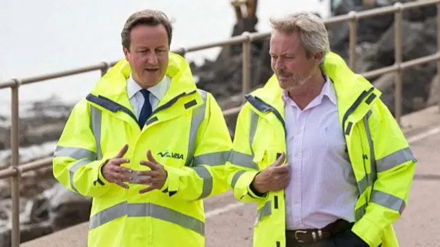 David Cameron and Giles Watling (right) in 2014