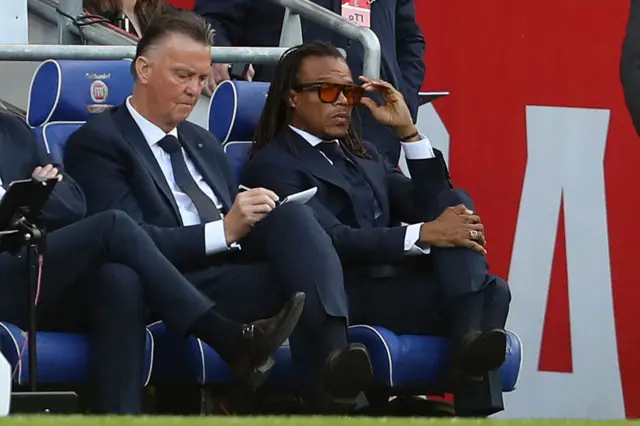 Netherlands head coach Louis van Gaal and his assistant Edgar Davids