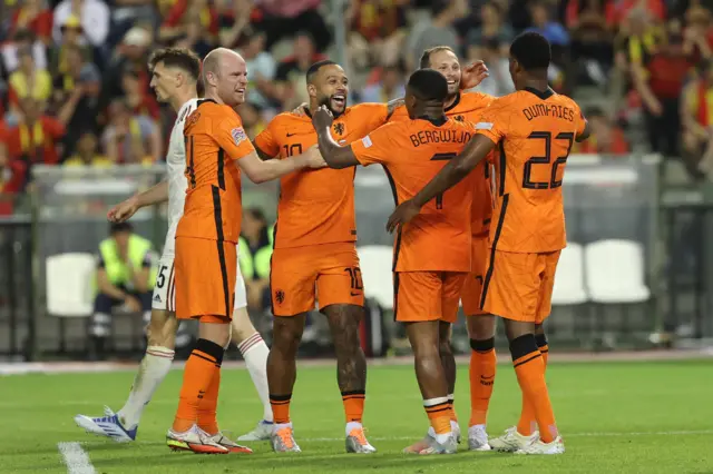 Netherlands players celebrate