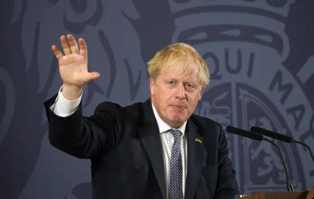 Johnson during his speech at Blackpool and The Fylde College in Lancashire