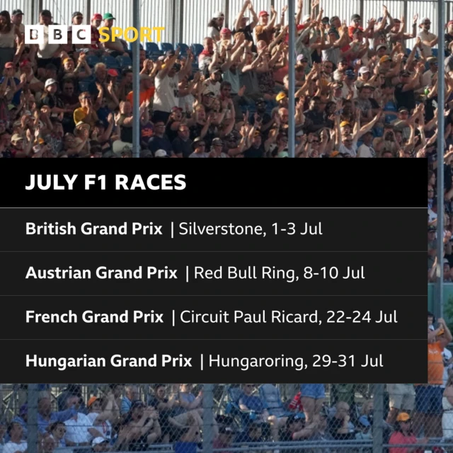 July F1 calendar