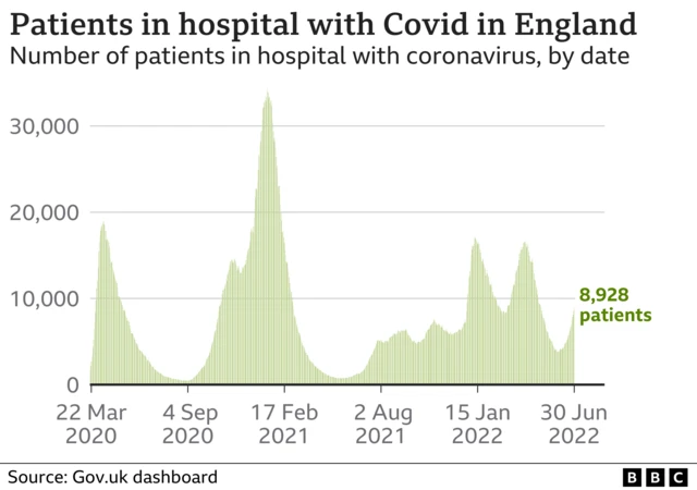 Graph showing hospitalisations