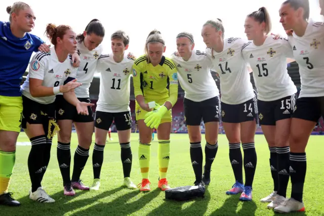 Northern Ireland team huddle