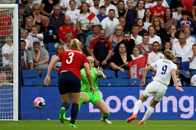 Ellen White scores the team's third goal