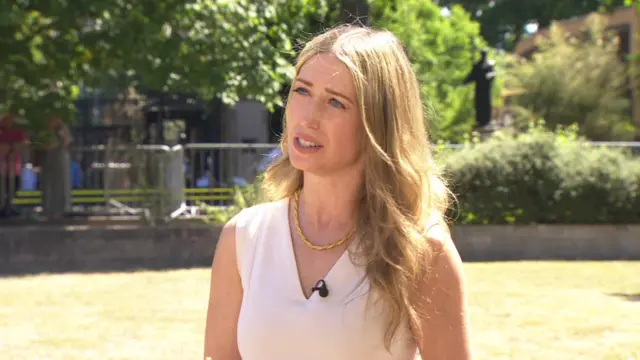 Laura Trott speaking on College Green