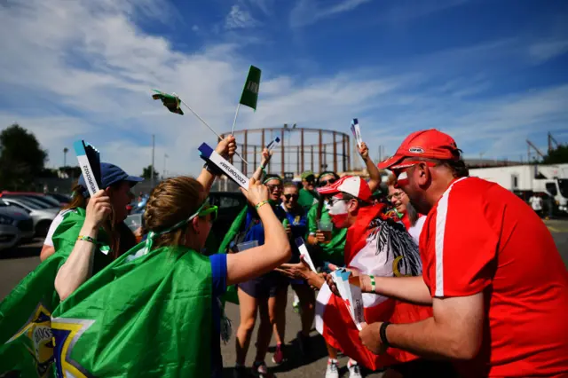 Austria and Northern Ireland supporters rearing to go