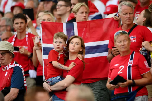 Norway fans show their support prior to the UEFA Women's Euro 2022