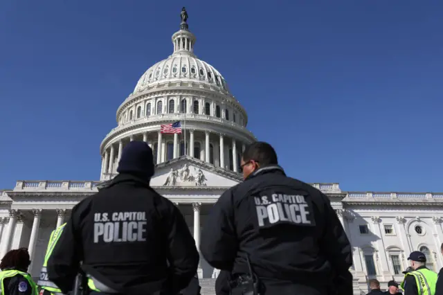 Police officers at the US Capitol