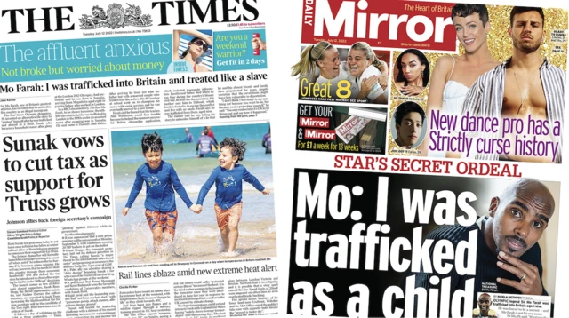 Front page of the Times and the Mirror