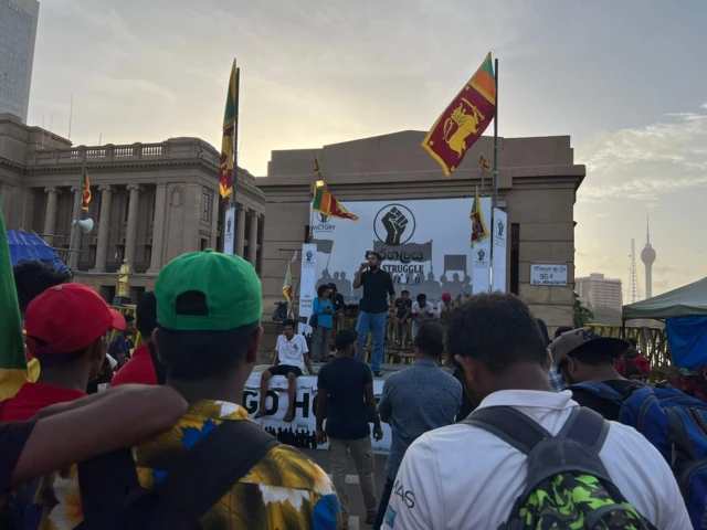 Protesters gathered at Galle Face Green