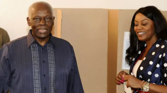 Jose Eduardo Dos Santos flanked by his wife Ana Paula