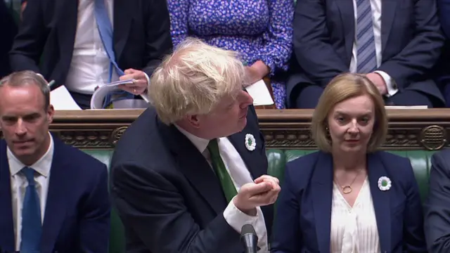 Dominic Raab, Boris Johnson and Liz Truss pictured in the Commons